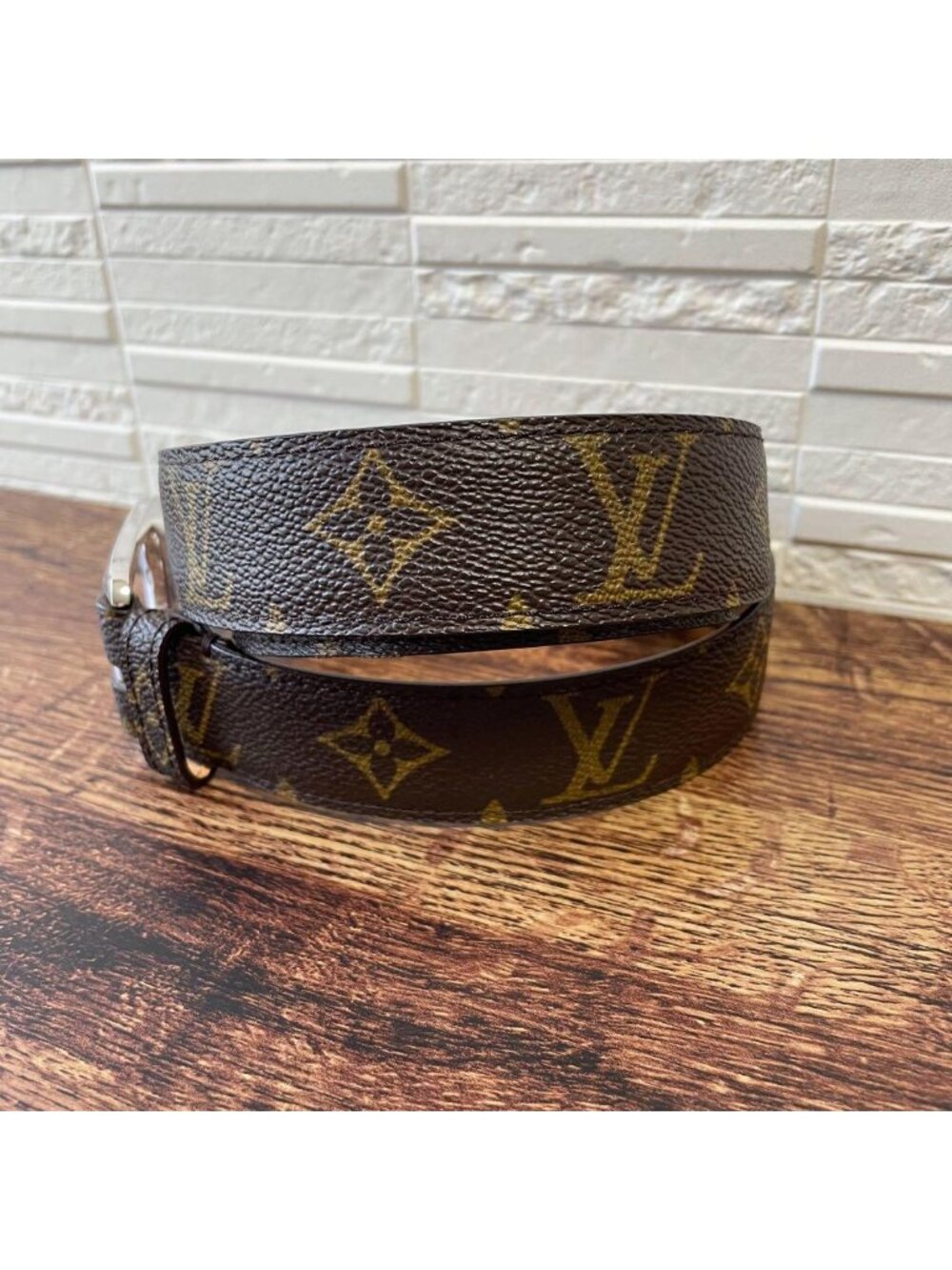 Louis Vuitton Monogram Leather Ceinture Belt Silver Brown - Picture 4 of 10